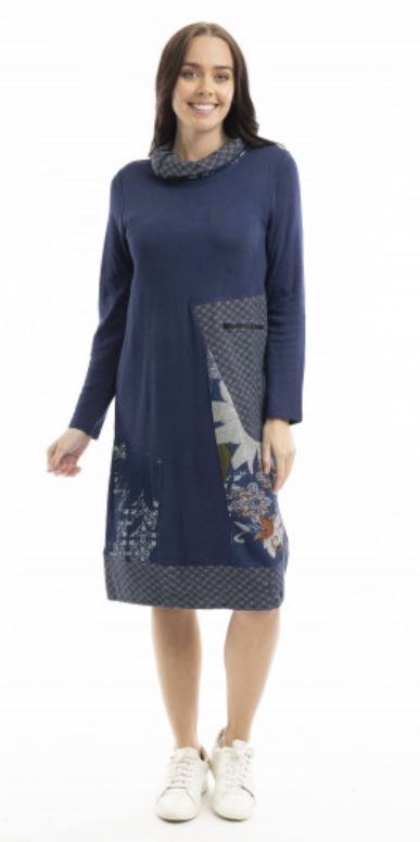 Orientique Dancing Queen Patch Cowl Dress