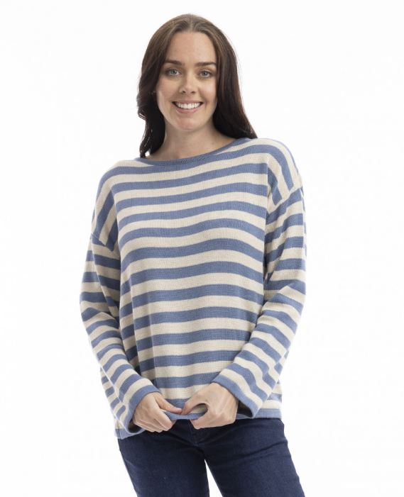 Orientique Knit Top R-neck Stripe