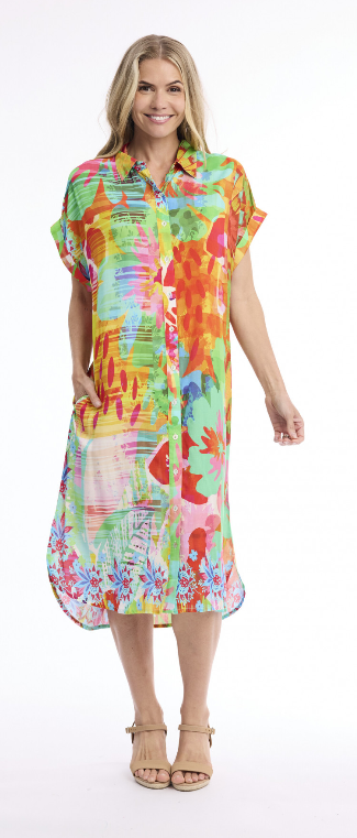Orientique Digital Dress Shirt Collar Tropical Floral