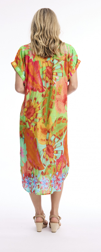 Orientique Digital Dress Shirt Collar Tropical Floral