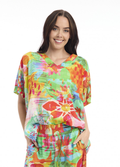 Orientique Digital Top Boxy Tropical Floral