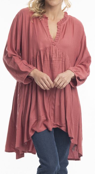 Orientique Solid Dobby Tunic Old Rose 