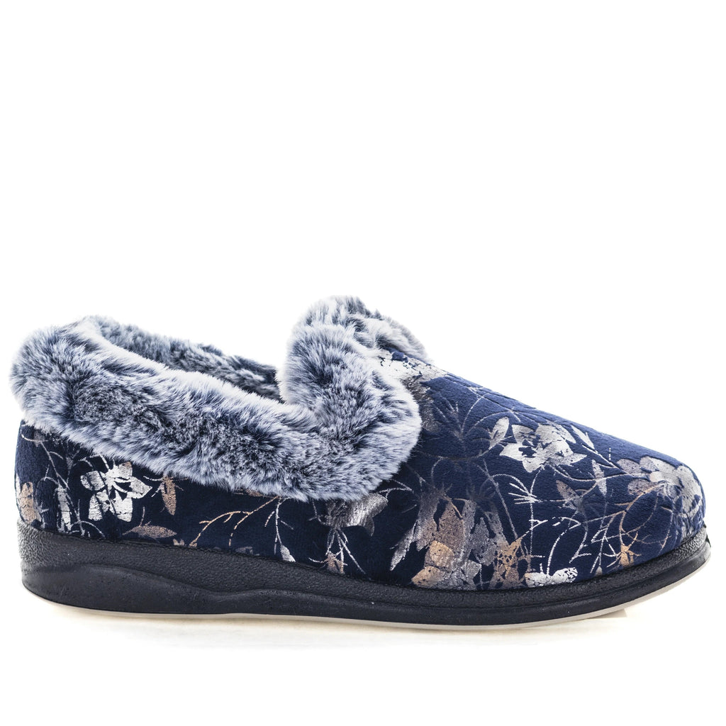 Panda Emille Slipper Navy Print