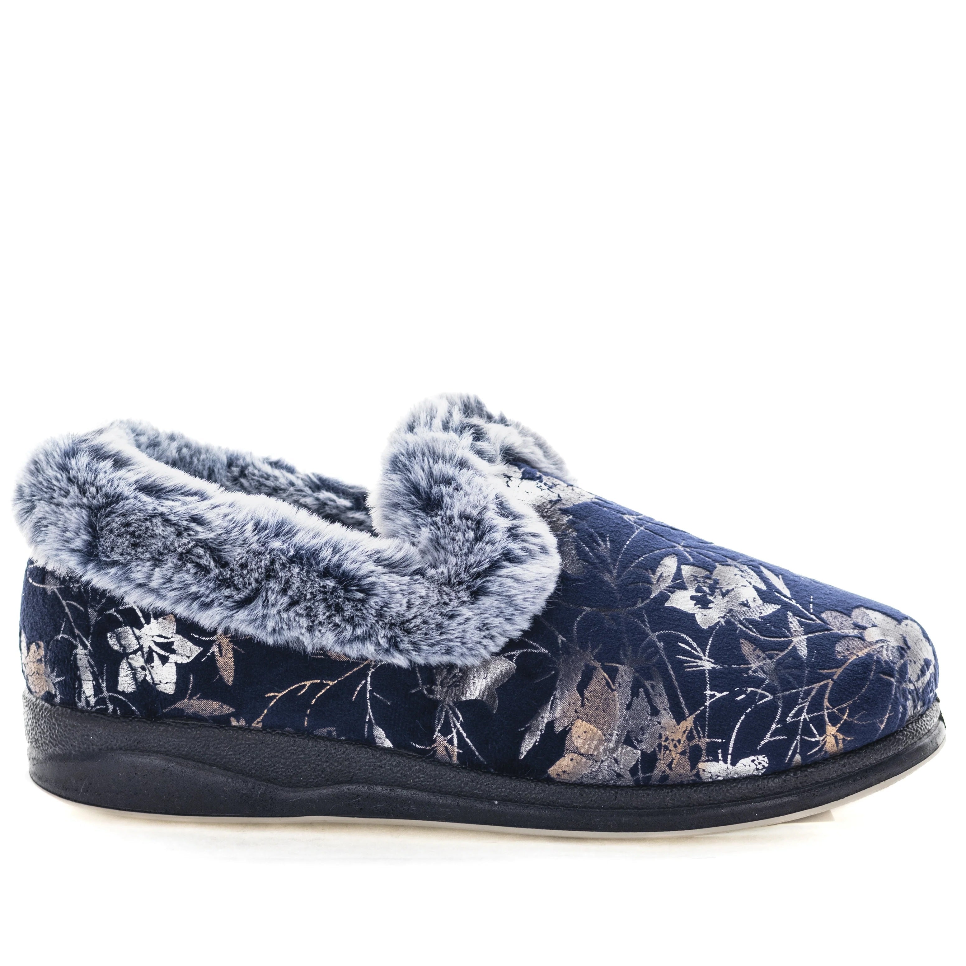 Panda Emille Slipper Navy Print
