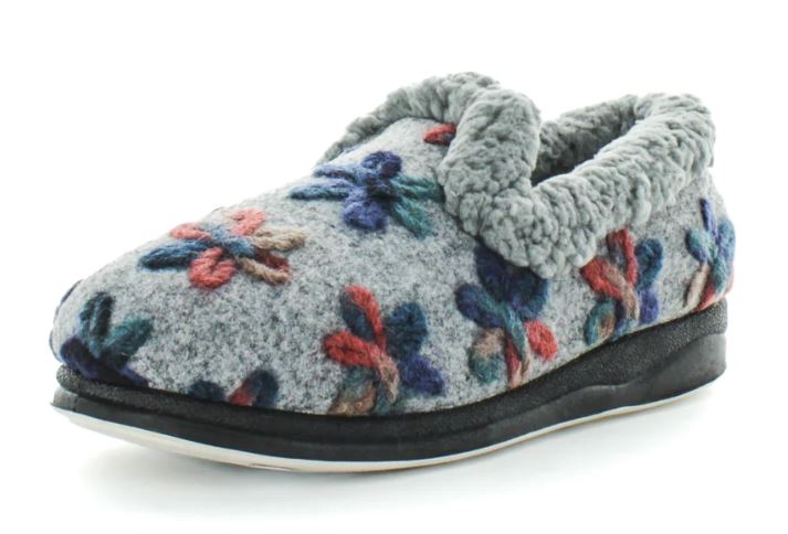 Panda Emille Slipper Light Grey Embroidery