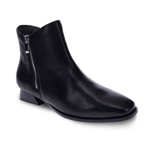 Mia Vita Felicity Zip Ankle Boot Black