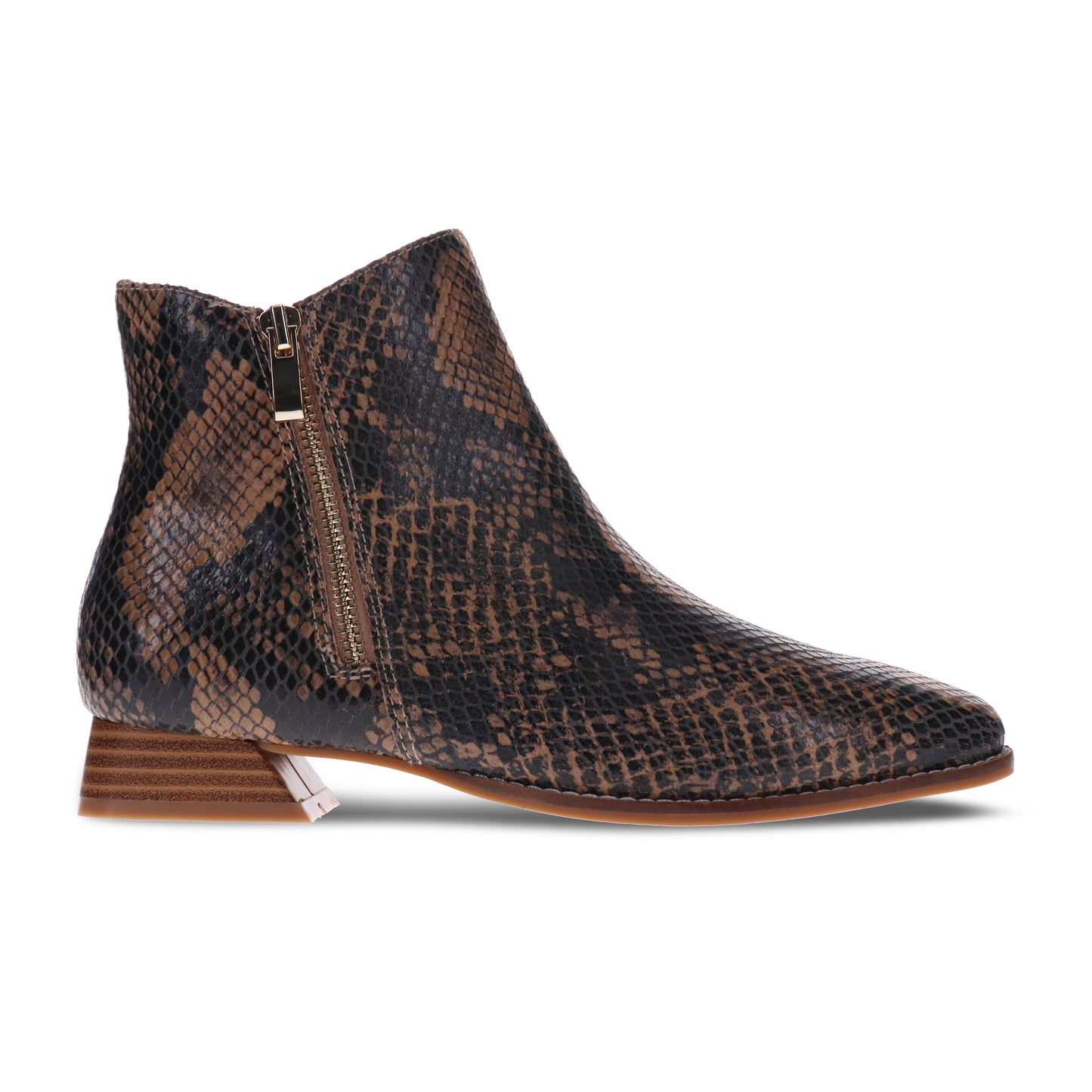 Mia Vita Felicity Zip Ankle Boot Brown Snake