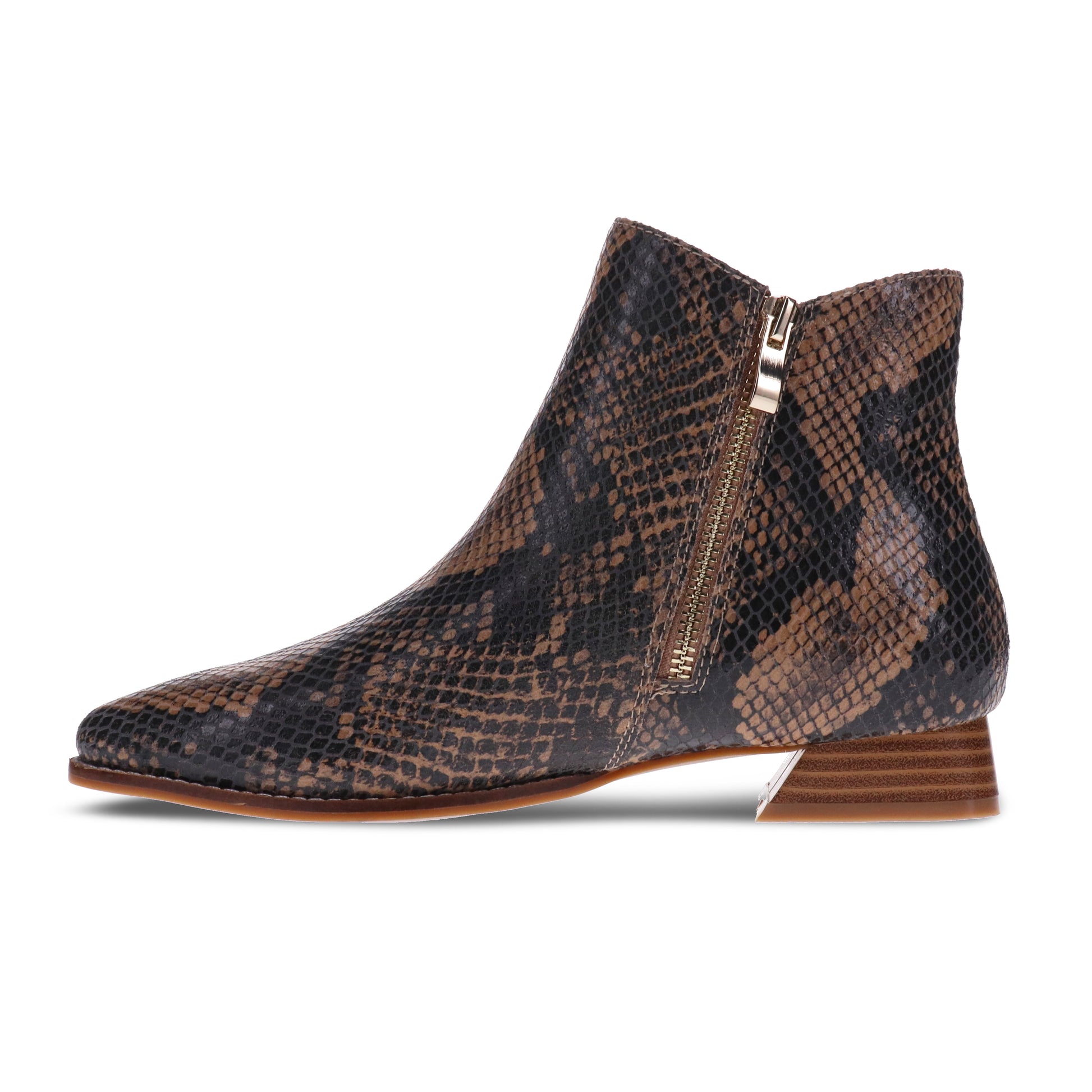 Mia Vita Felicity Zip Ankle Boot Brown Snake