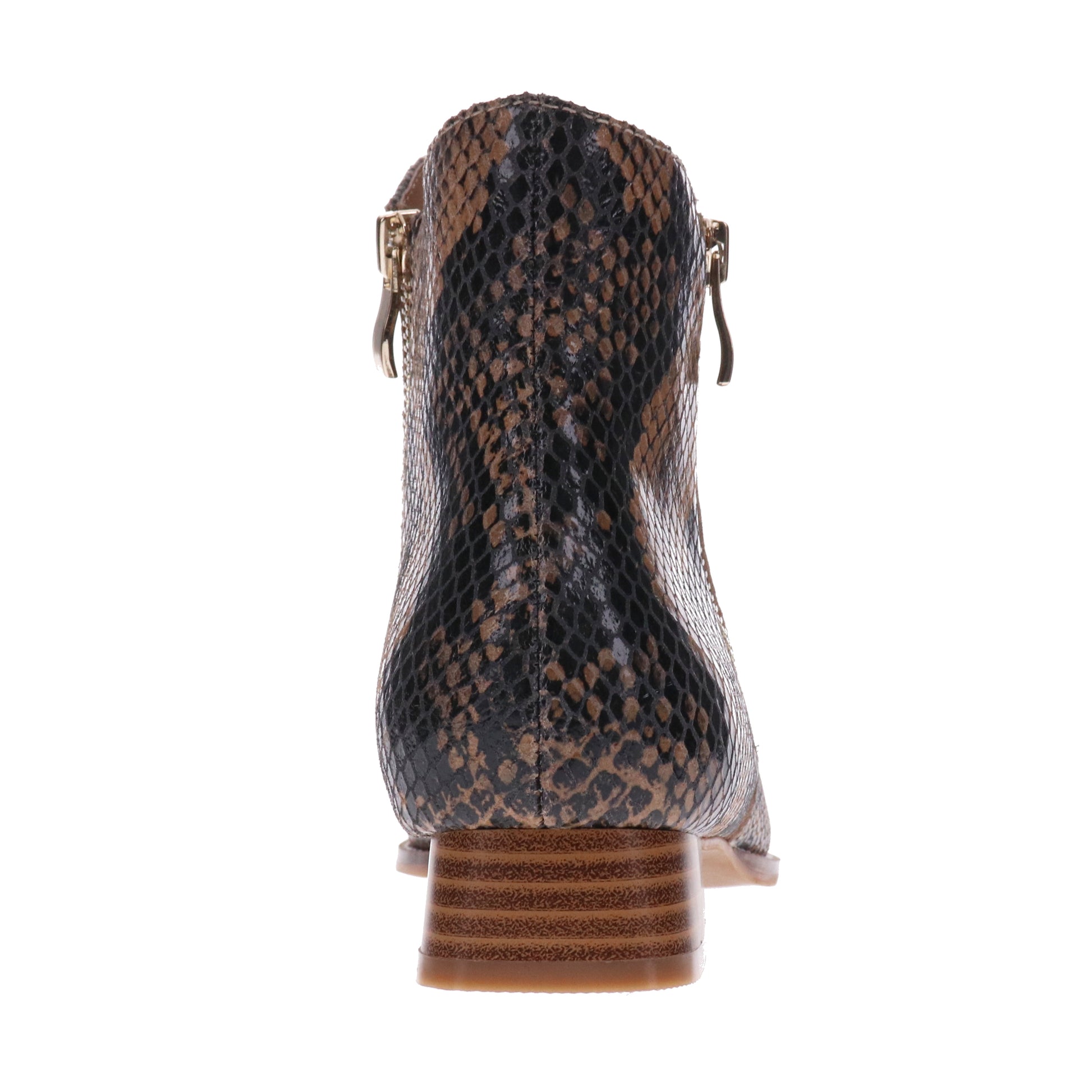 Mia Vita Felicity Zip Ankle Boot Brown Snake