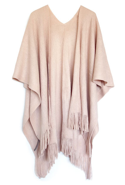 Cinnamon Fringed Wrap Dusty Pink