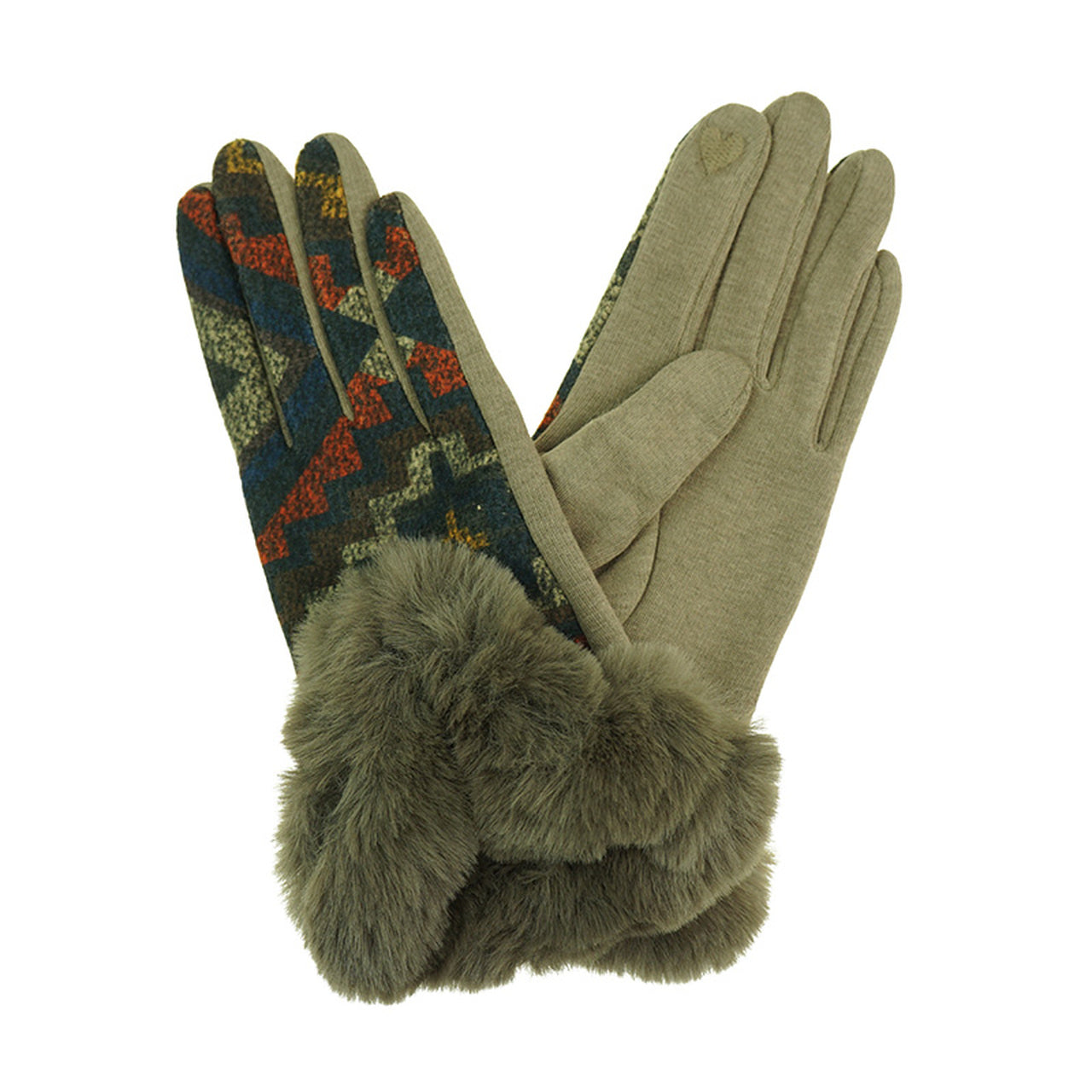 Gloves - Faux Fur Aztec 