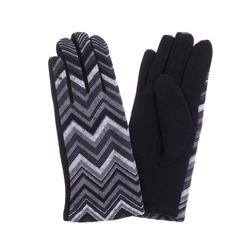 Gloves - Blk & White Chevron 