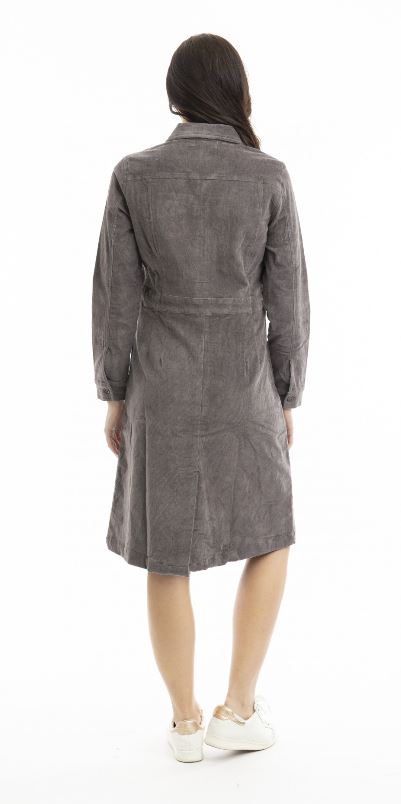 Orientique Cord Solid Button Dress