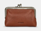 Yoshi Leather Highland Cow Aubrey Frame Purse