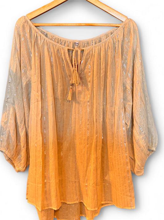 Palme Lurex trim Cotton Tunic Gold