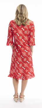 Orientique Jardin Exotique Dress Bias V Neck frill