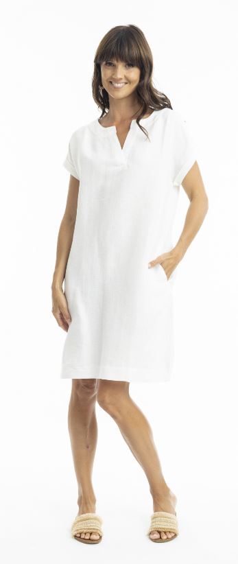 Orientique Linen Cap Sleeve Shift Dress