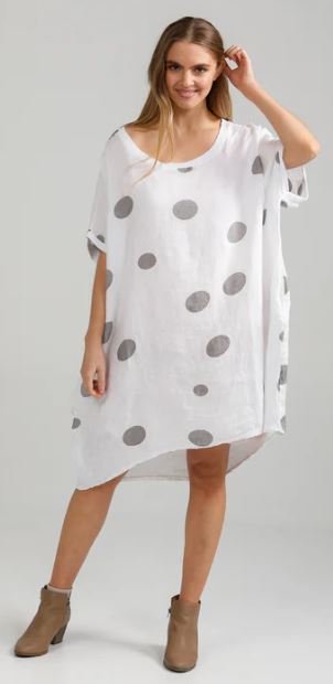 MRSV Rosabella Linen Polka Dot Dress.