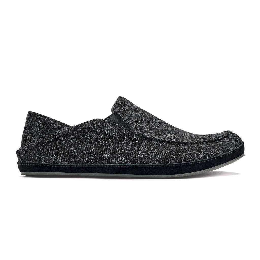 Olukai Mens Moloa Hulu Wool Slippers Black