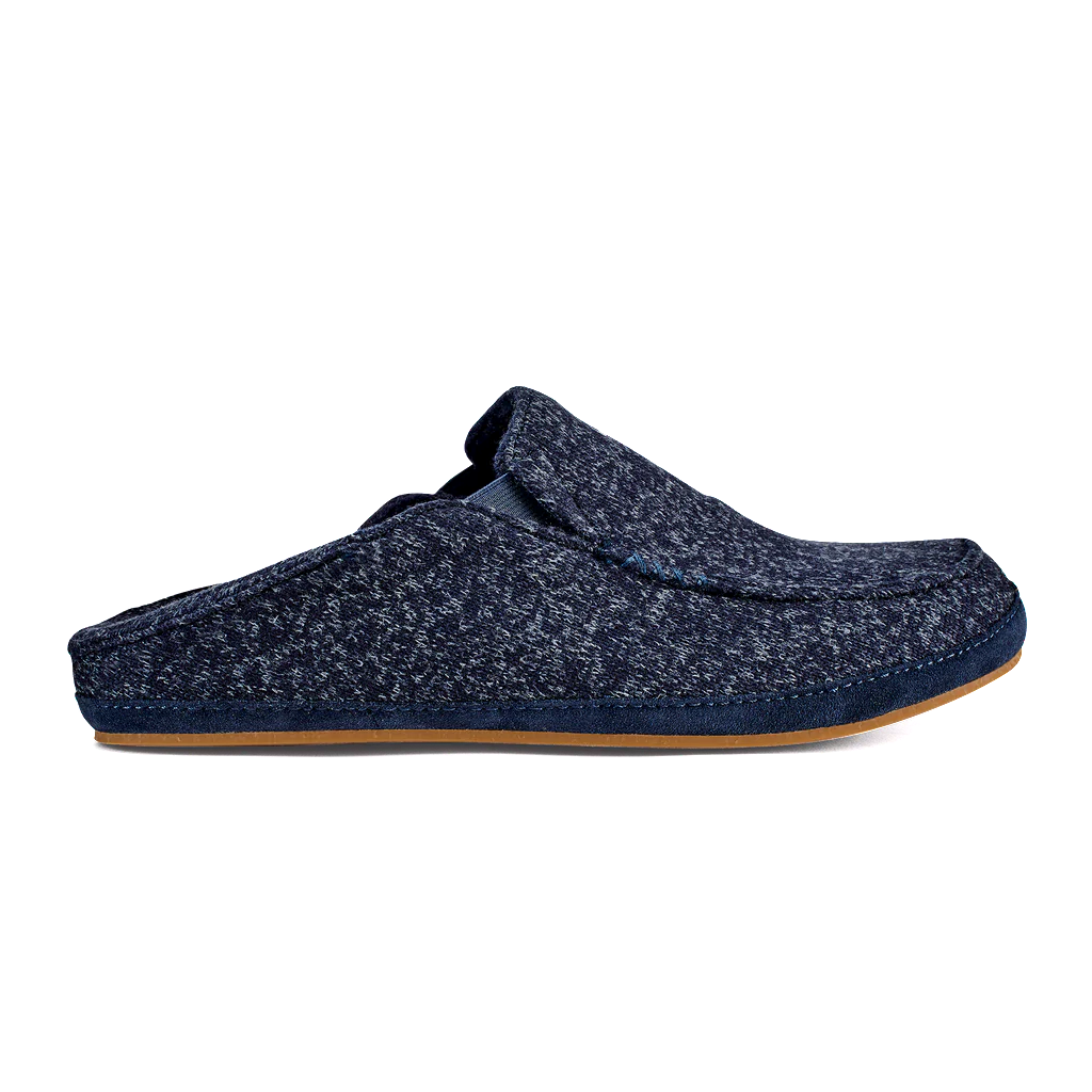 Olukai Mens Moloa Hulu Wool Slippers Trench Blue