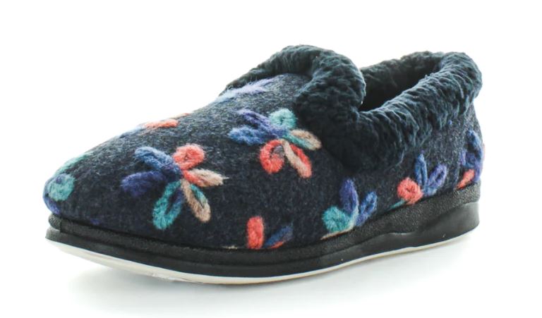 Panda Emille Slipper Navy Embroidery