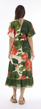 Orientique Excape Camila Dress Midi Shirred Waist