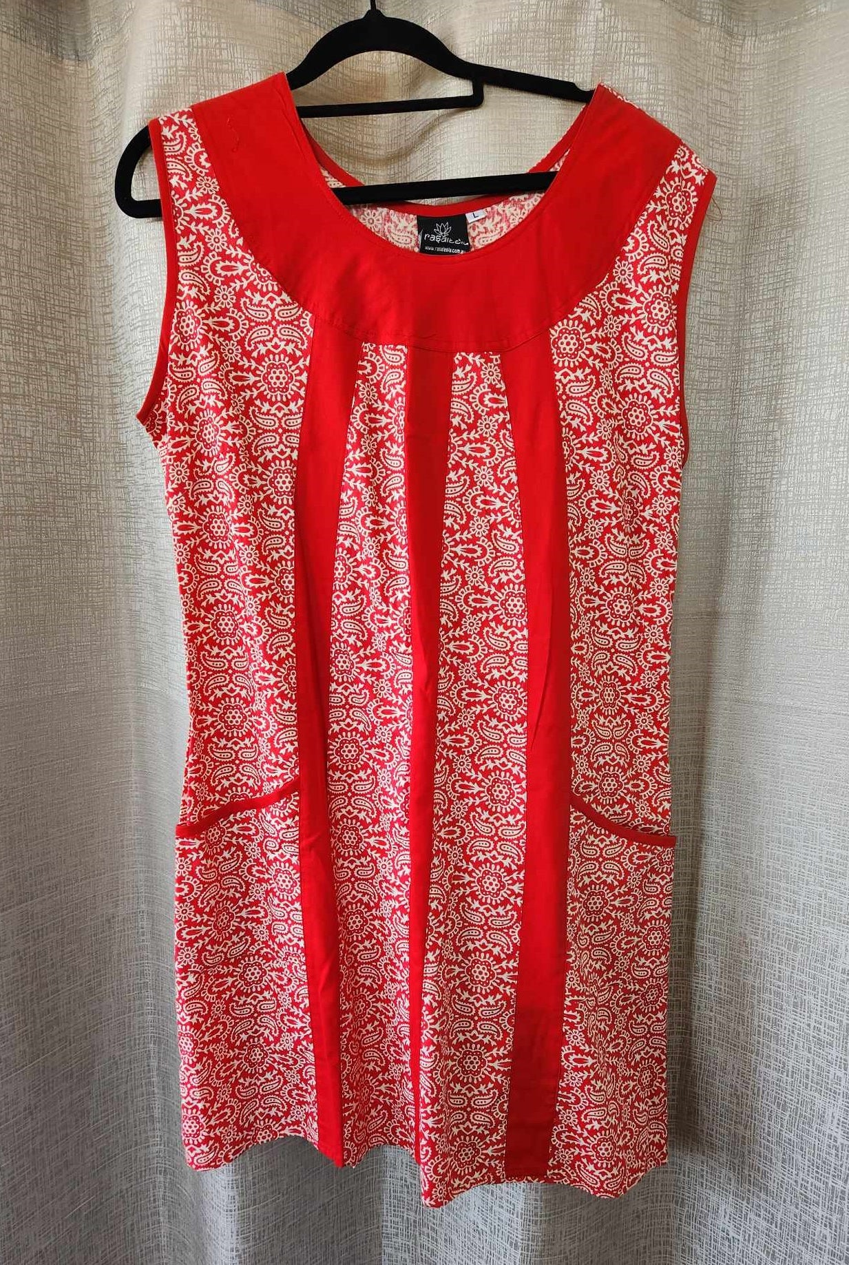 Rasaleela Round Neck Panel Dress Red