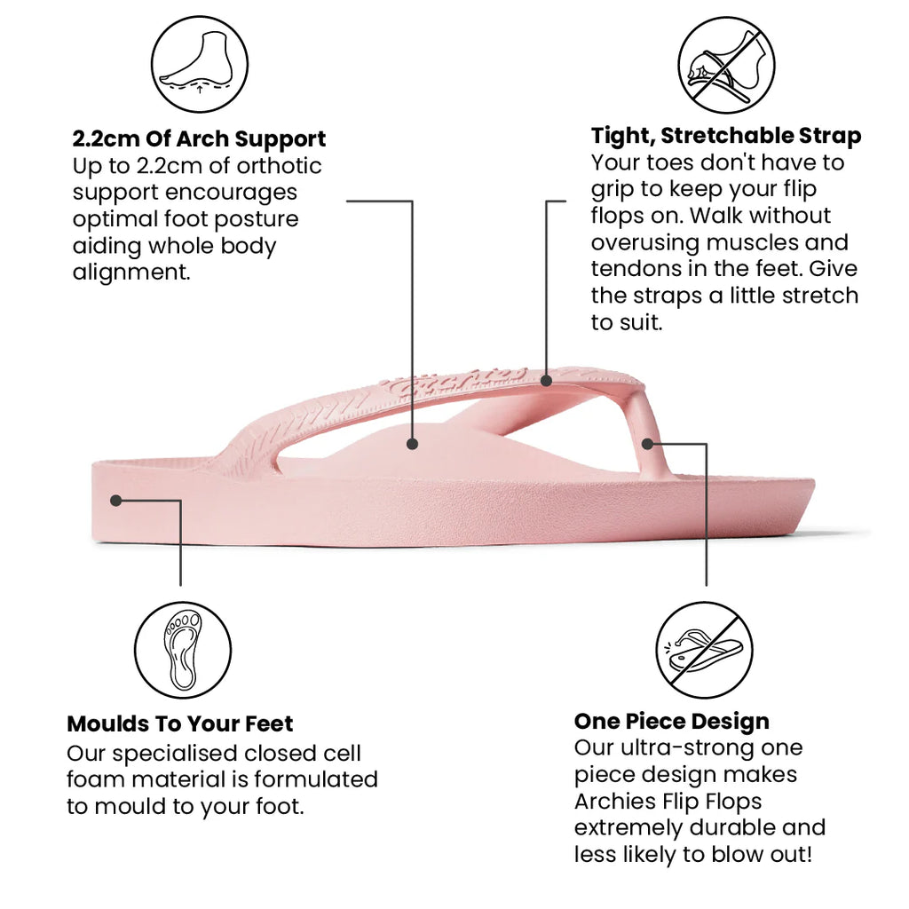 Archies Arch Support Thongs Pink