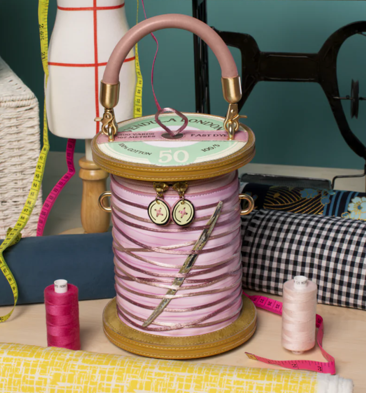 Vendula London Vendula Sewing Shop Cotton Reel Bag - Raspberry Edition
