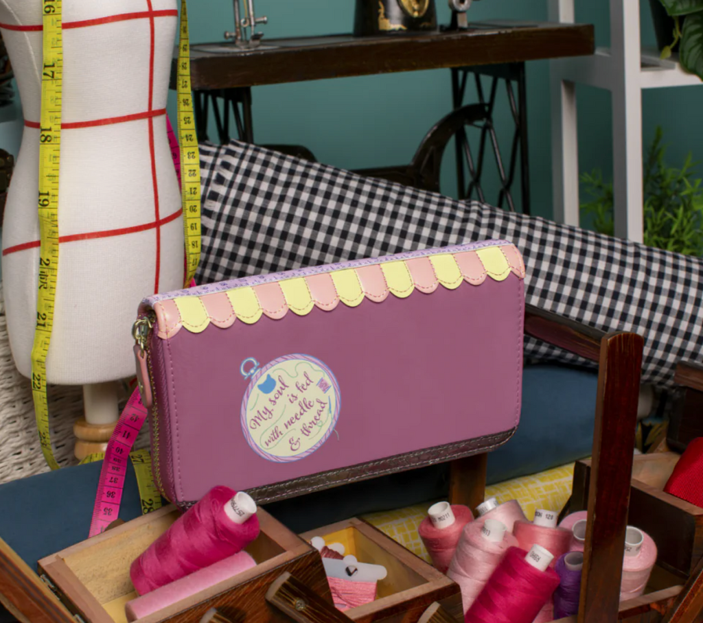 Vendula London Vendula Sewing Shop Large Ziparound Wallet - Raspberry Edition