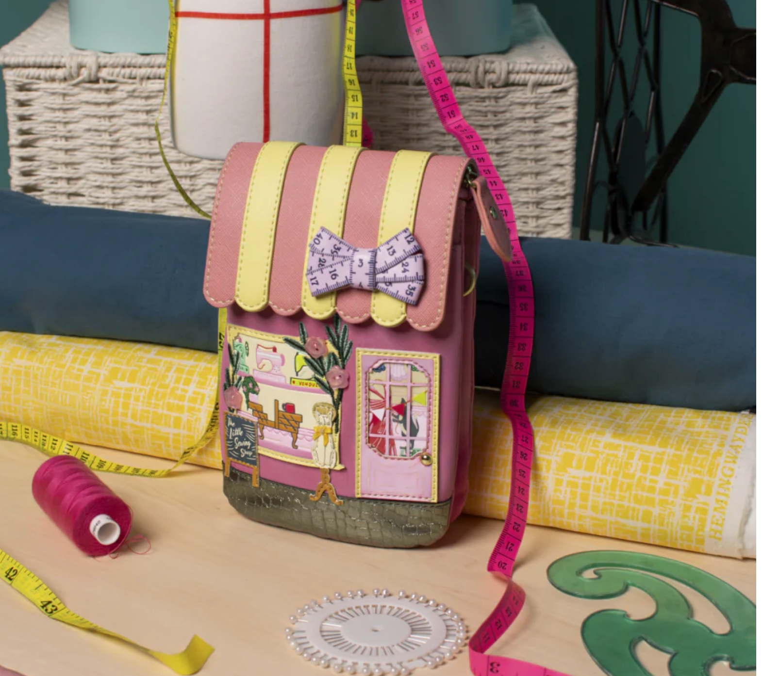 Vendula London Vendula Sewing Shop Phone Pouch - Raspberry Edition