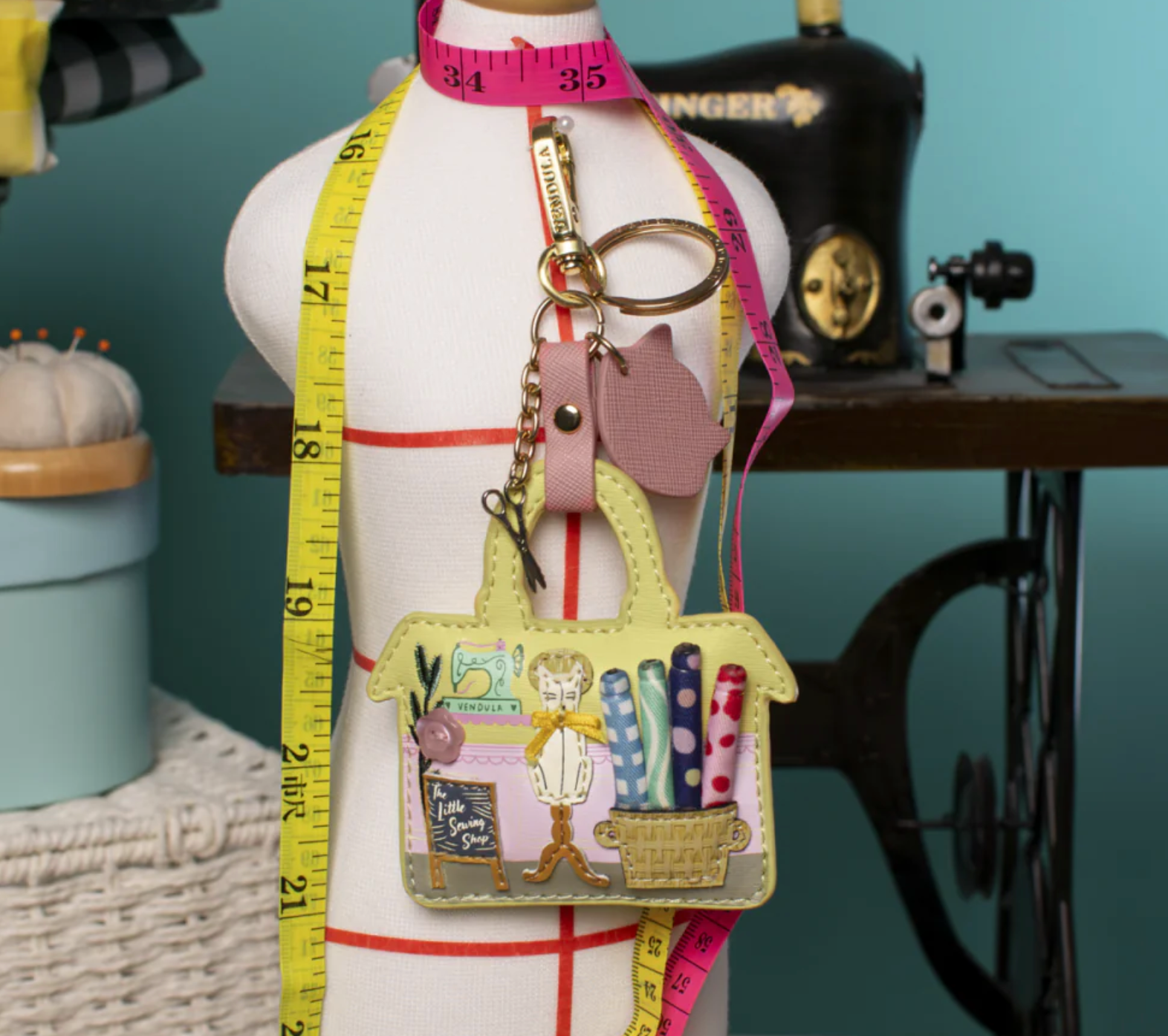 Vendula London Vendula Sewing Shop Key Charm - Raspberry Edition