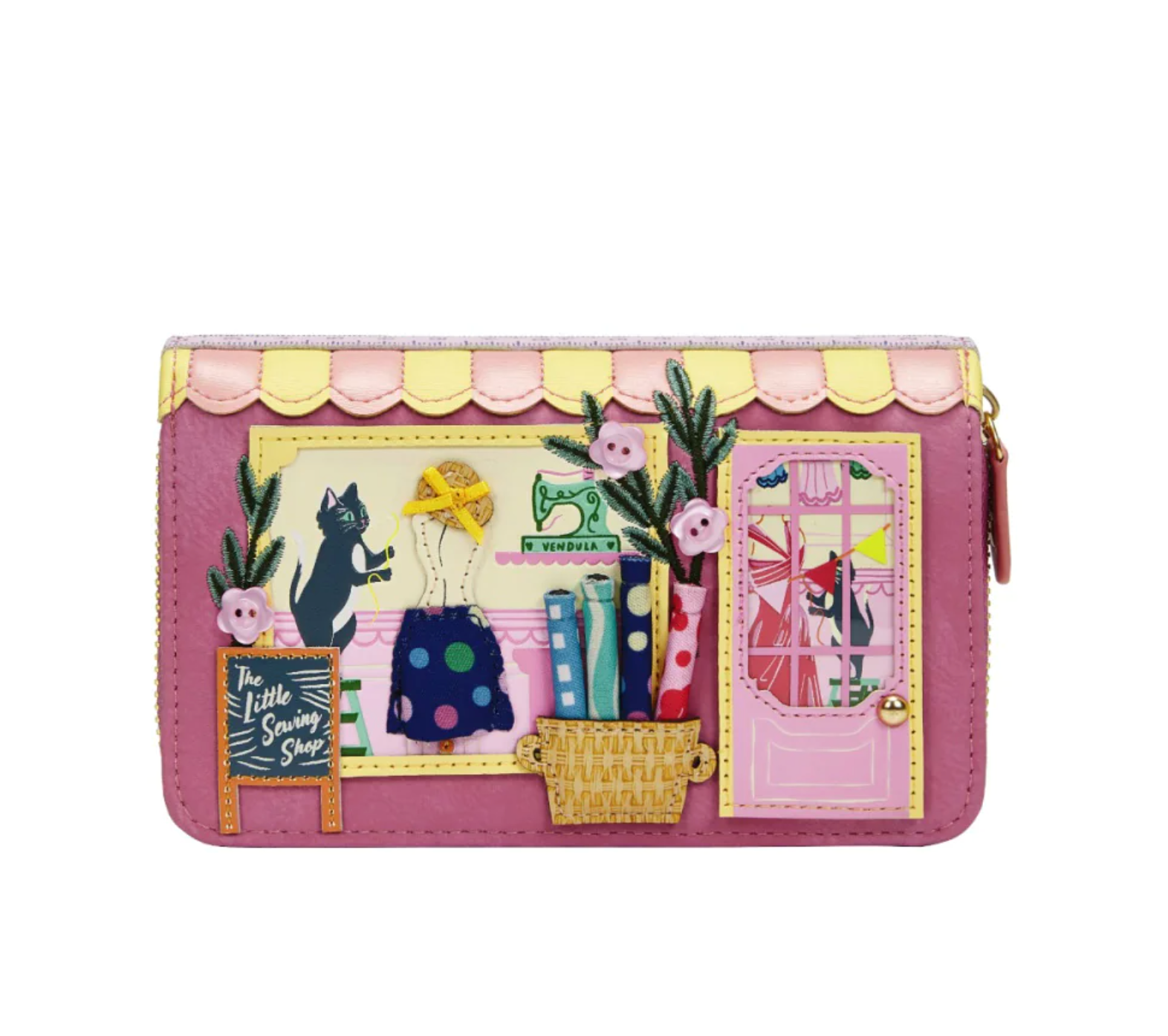 Vendula London Vendula Sewing Shop Medium Ziparound Wallet - Raspberry Edition