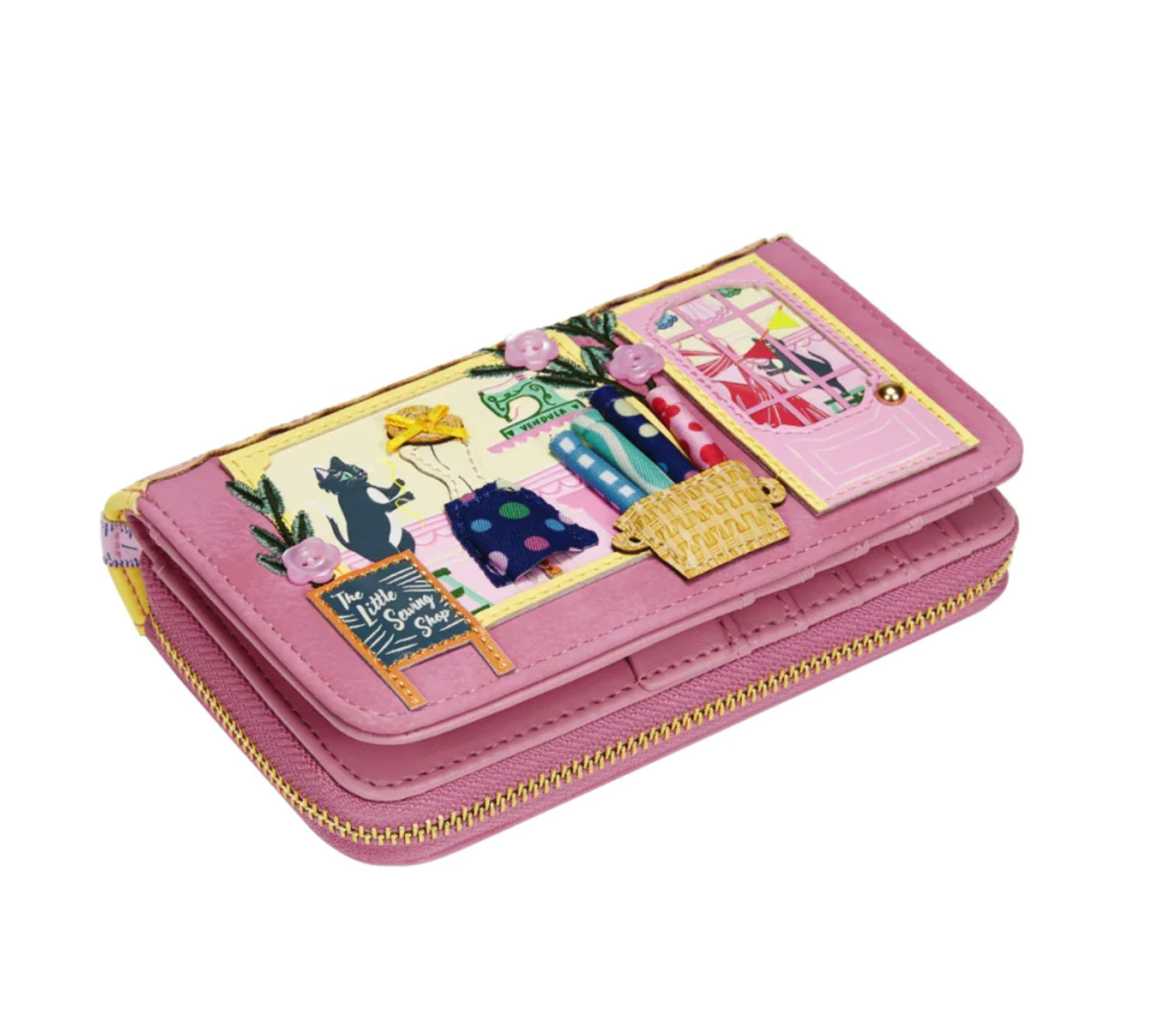 Vendula London Vendula Sewing Shop Medium Ziparound Wallet - Raspberry Edition