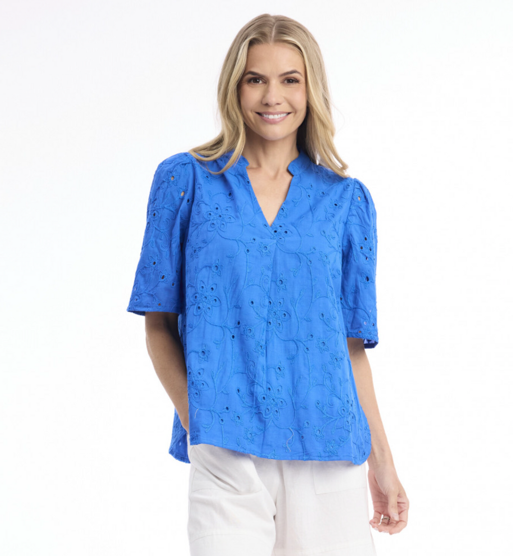 Orientique Broderie Top 3/4 Sleeve