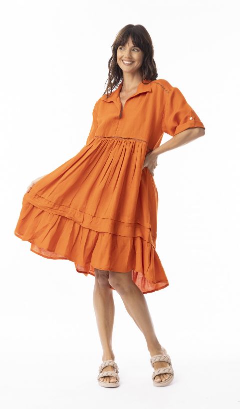 Orientique Linen Solid Dress layers 3/4