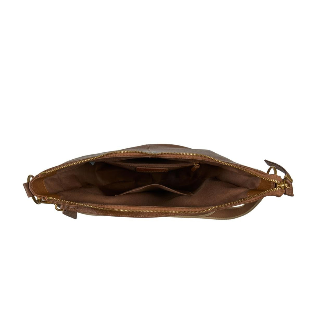 Brown leather Thomas Cook Nadia handbag interior