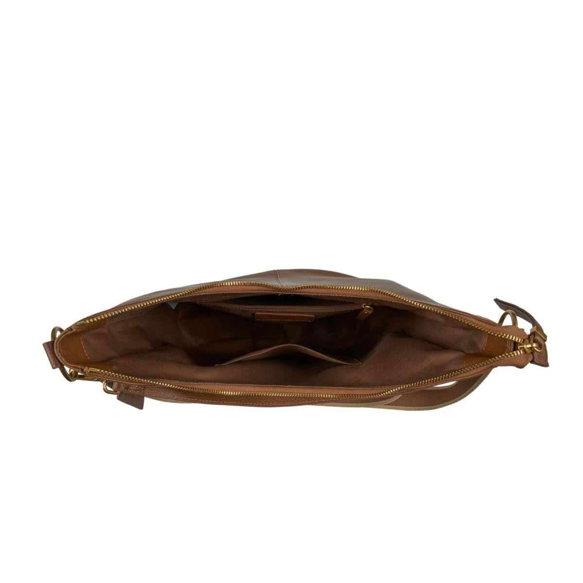 Brown leather Thomas Cook Nadia handbag interior