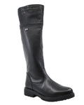 Black knee-high boot on a white background