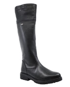 Black knee-high boot on a white background