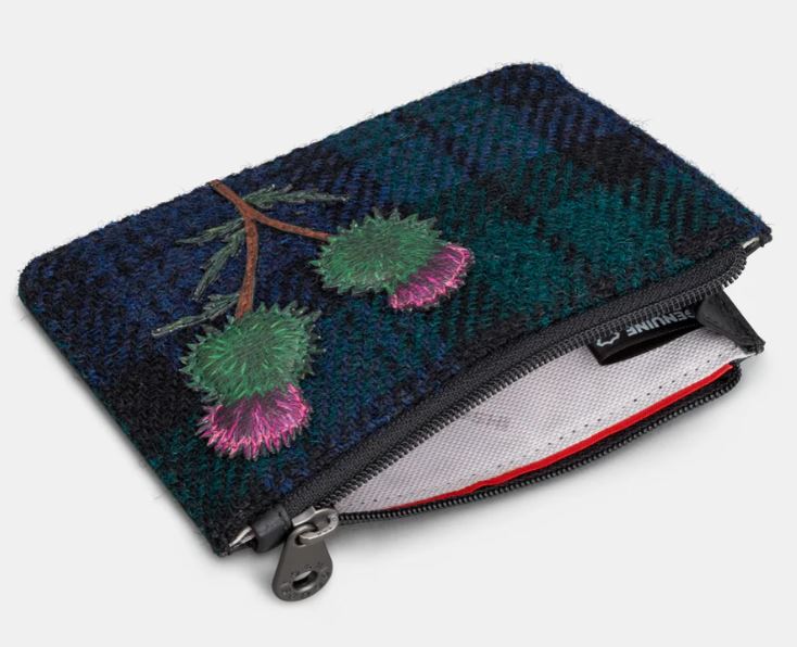 Yoshi Leather Highland Thistle Zip Top Purse Black