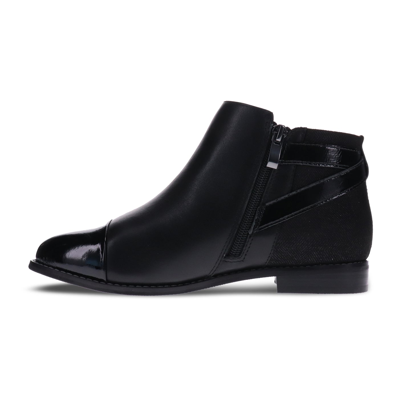 Scholl Travel Zip Boot - Black patent Toe