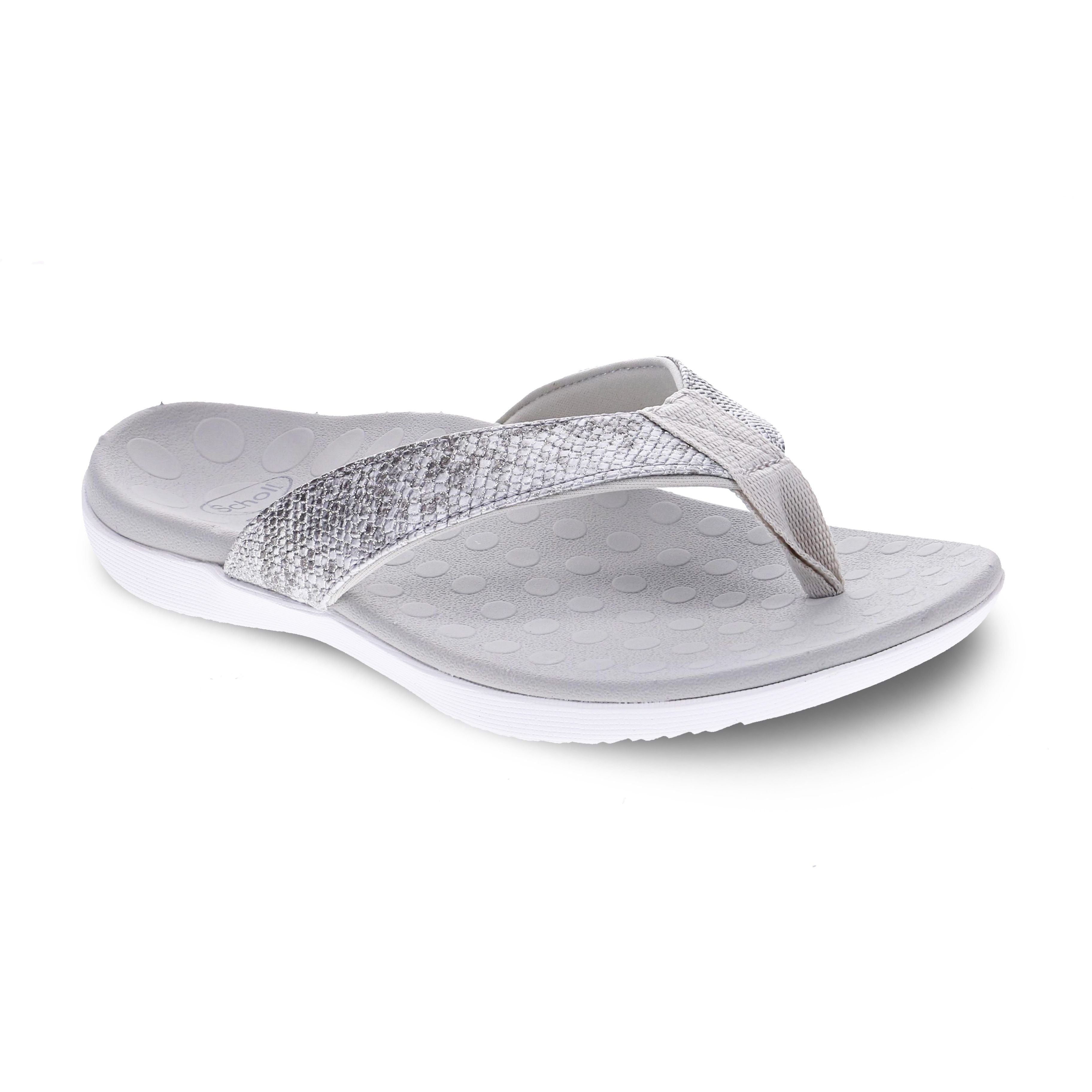 Scholl Sonoma Shimmer Thongs Silver sz 12