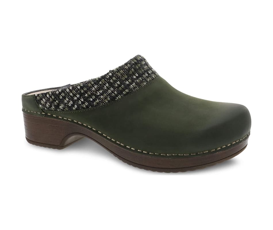 Dansko Bev Woven Collar Lichen Burnish Clog 