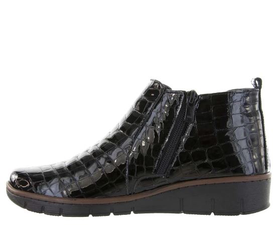 Cabello CP452-22 Black Croc Patent Bootie