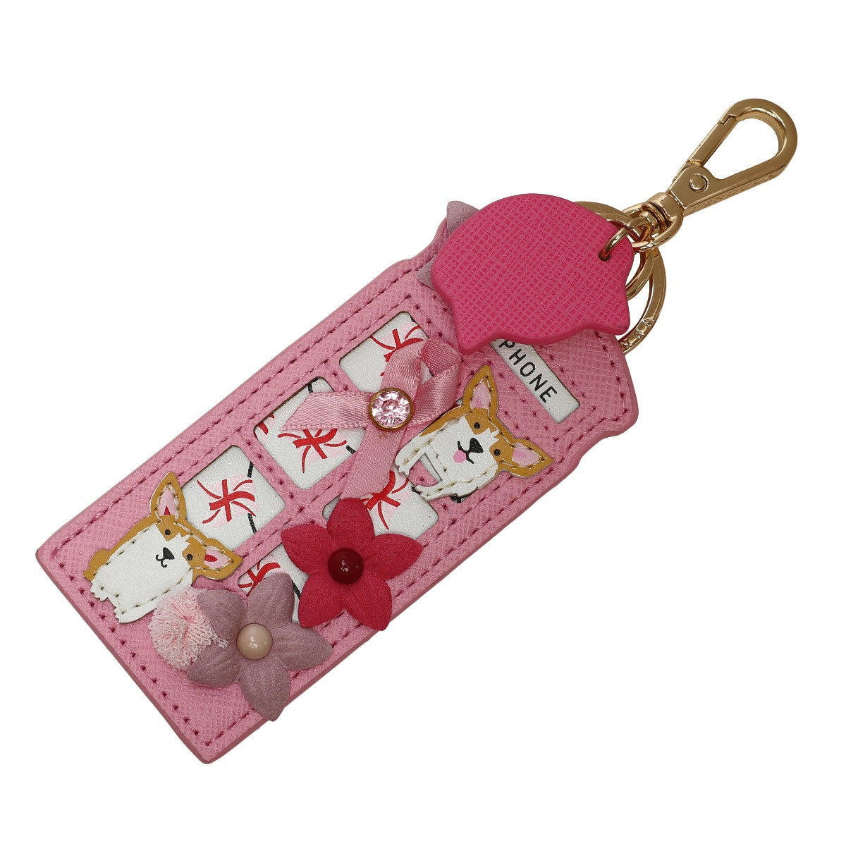 Vendula London - London Cats and Corgis Floral Pink Telephone Box Key ...