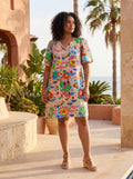 Orientique Camellias Dress Puff Sleeve