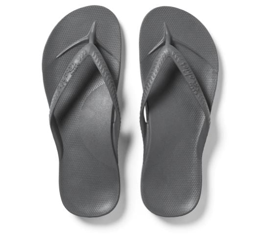 Archies Arch Support Thongs Charcoal 