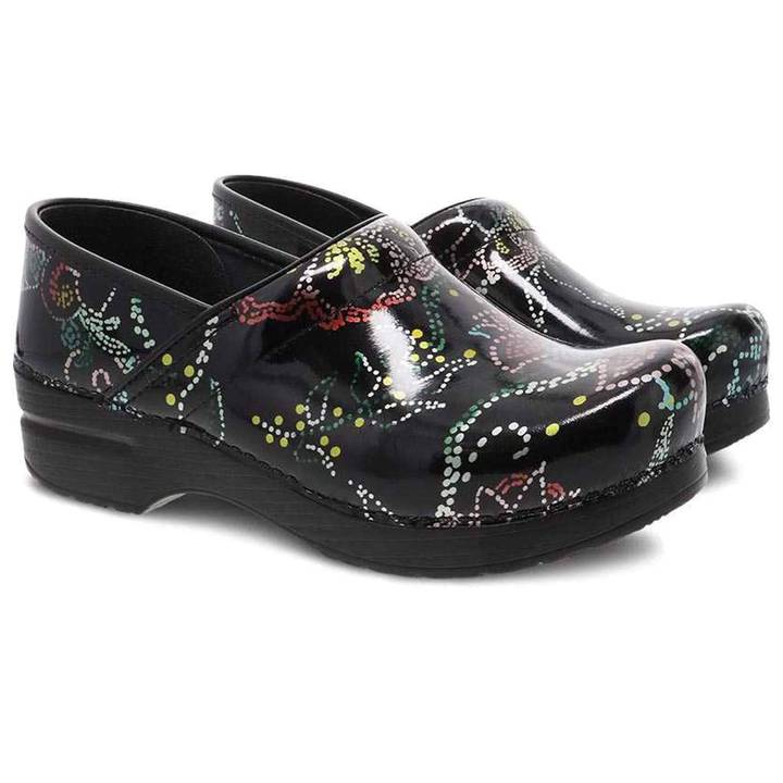 Dansko Pro Dotted Floral Patent Clog