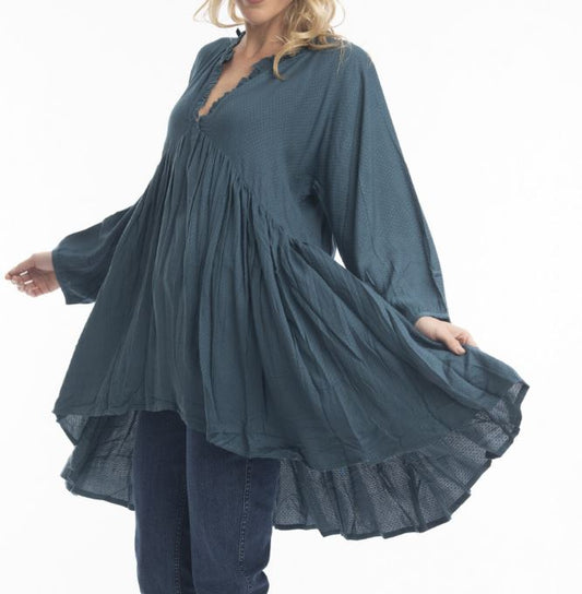 Orientique Solid Dobby Tunic Peacock 